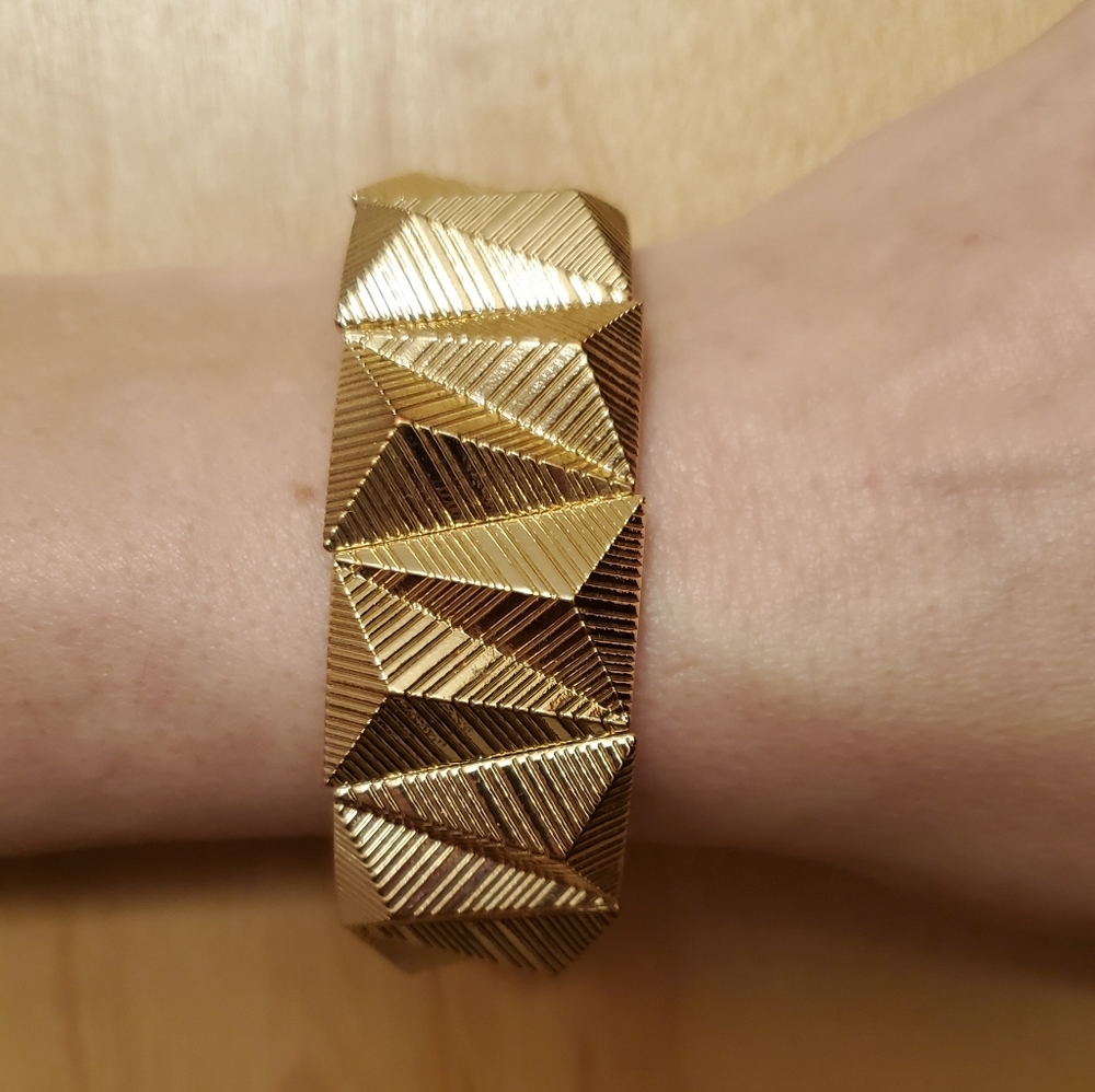 Golden Geometric Modern Stretchy Bracelet